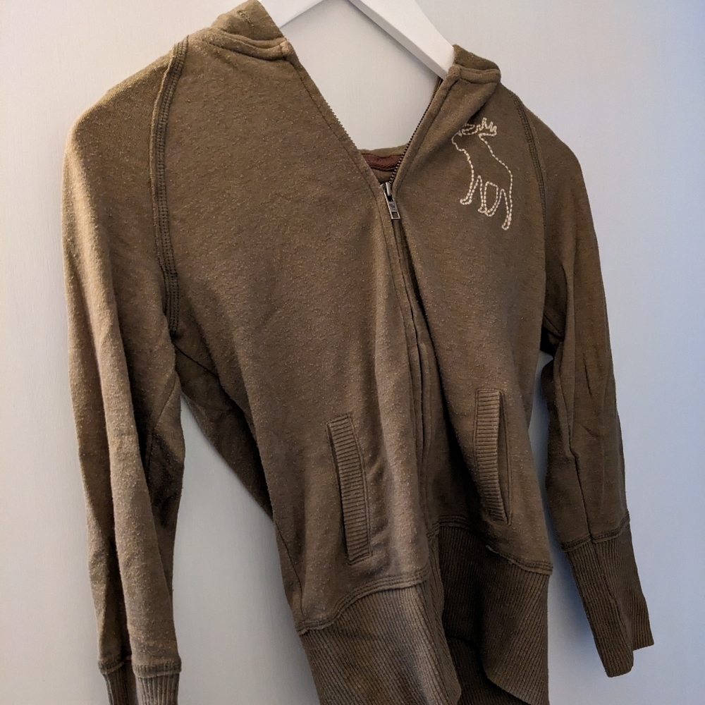 A&F Small, Olive, hooded Zip-up